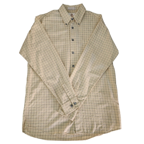 VIYELLA Beige Plaid Button Down Shirt Wool Cotton Blend classic fit m - Picture 2 of 10
